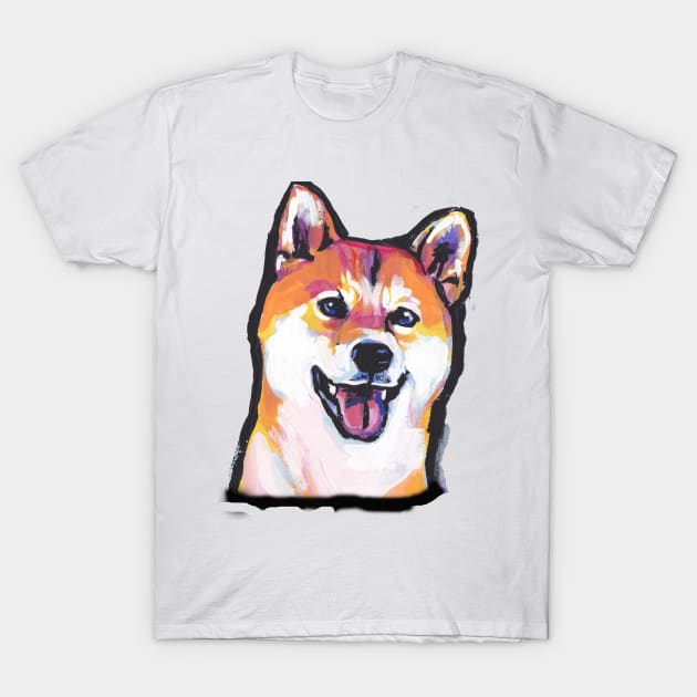 Shiba Inu Bright colorful pop dog art T-Shirt by bentnotbroken11